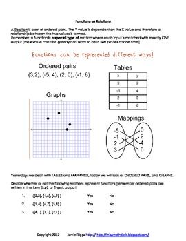 Functions Ordered Pairs Worksheet Answer Key