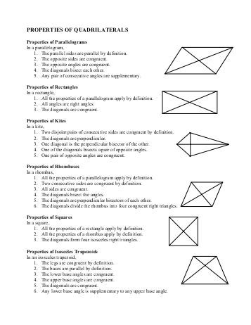 Quadrilaterals Worksheet Grade 8 Pdf