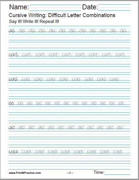 Printable Penmanship Worksheets For Adults