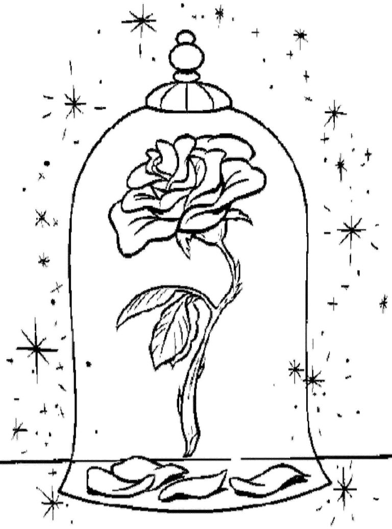 Rose Beauty And The Beast Coloring Pages Free