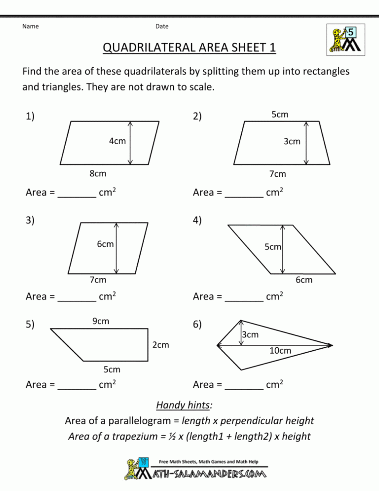 Missing Angles In Quadrilaterals Worksheet