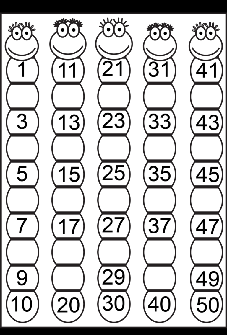Printable Number Sheets For Kindergarten