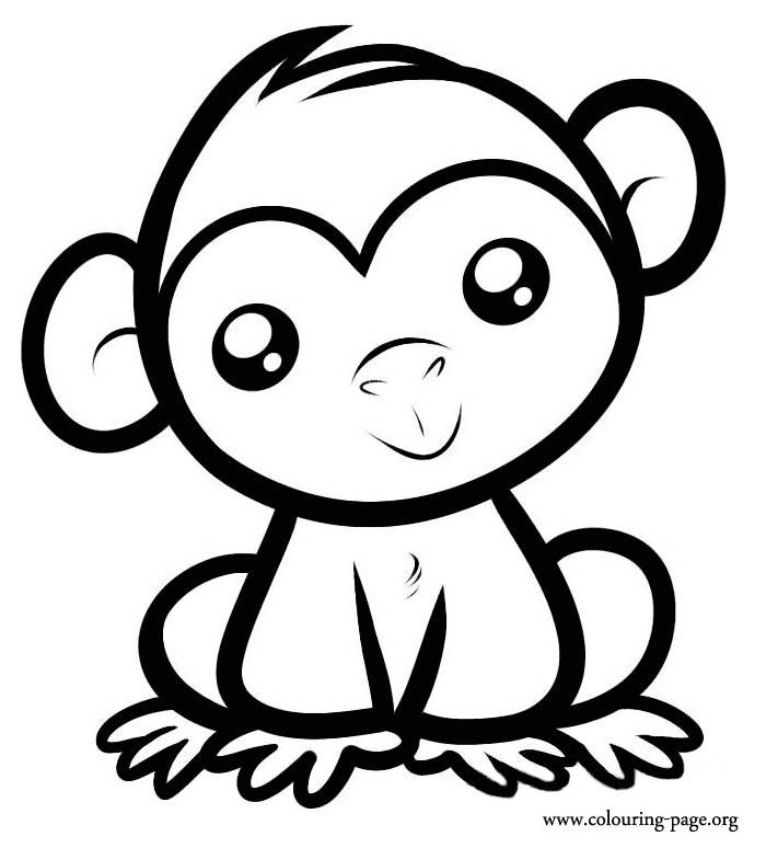 Cute Printable Monkey Coloring Pages