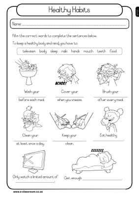 3rd Grade Elementary Health Worksheets