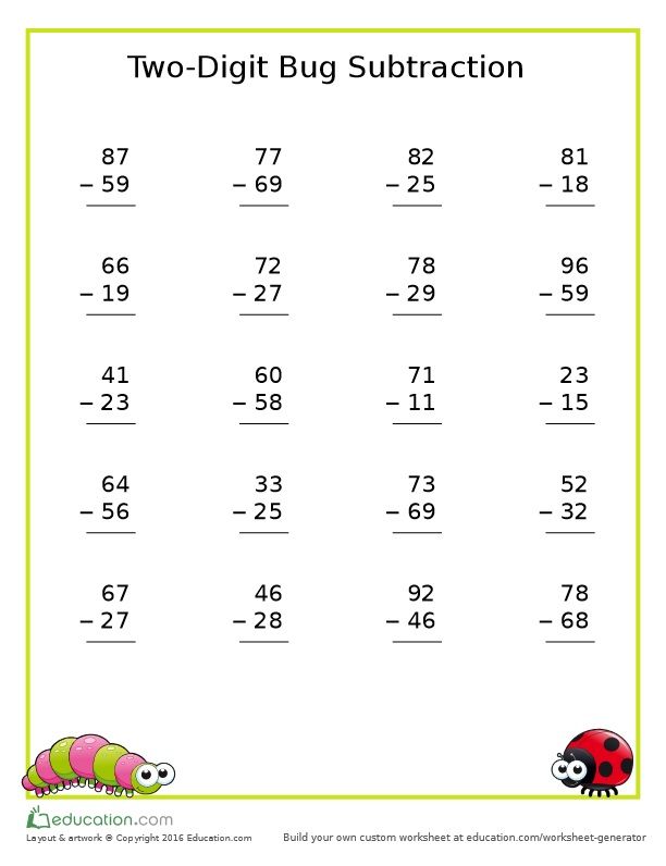 Printable Subtraction 2nd Grade Math Worksheets