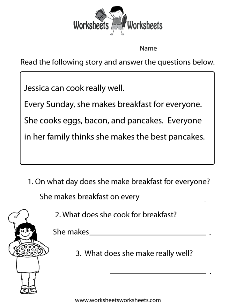 Beginner Second Grade Free Printable 2nd Grade Reading Worksheets