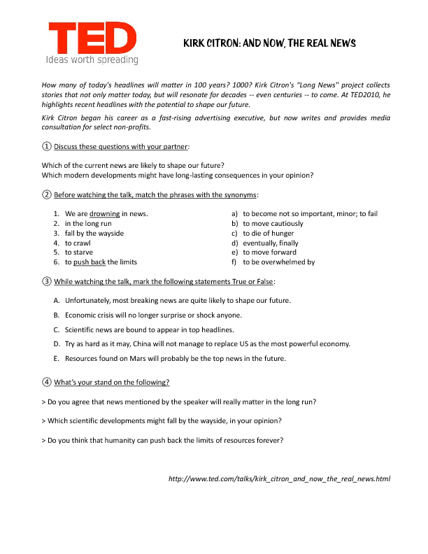 C's Answer Key Ted Talk Worksheet Answers
