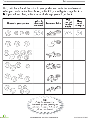 6th Grade Making Change Worksheets Pdf