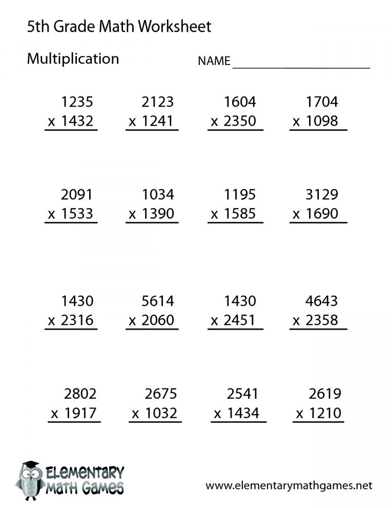 Math Worksheets For Grade 5 Multiplication And Division