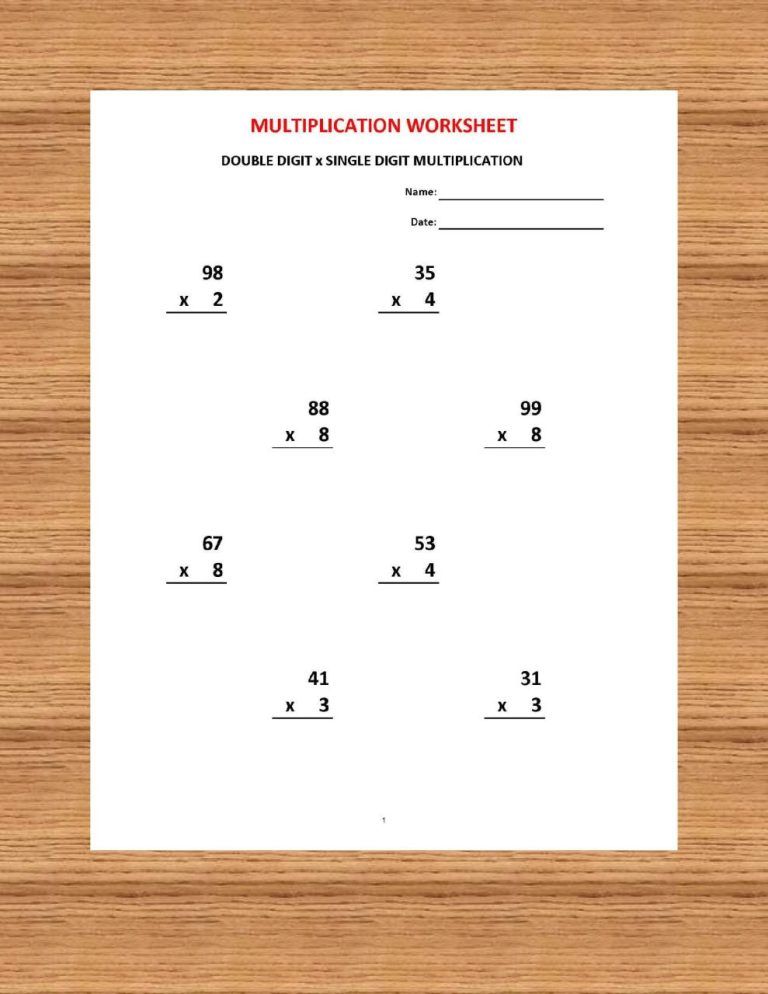 Multiplication Year 3 Maths Worksheets