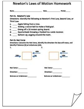Newton's Second Law Of Motion Worksheet Answers Physics Classroom