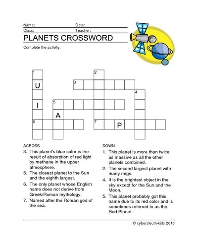Crossword Puzzle Worksheets For Grade 2