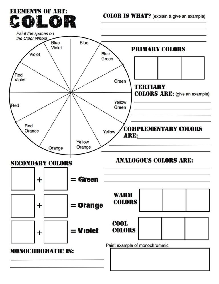 Elementary Blank Color Wheel Worksheet