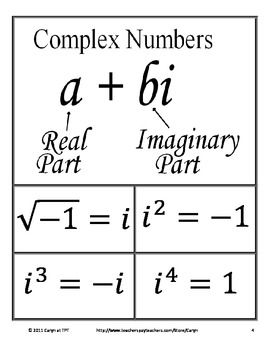 Imaginary/complex Numbers Practice Worksheet Answers