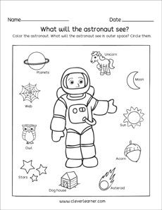 Preschool Space Worksheets For Kindergarten