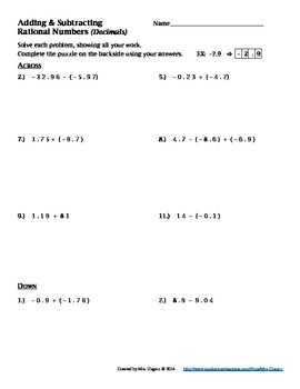 7th Grade Rational Numbers Worksheet Pdf