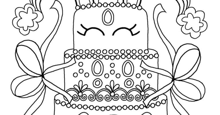 Easy Unicorn Cake Coloring Pages