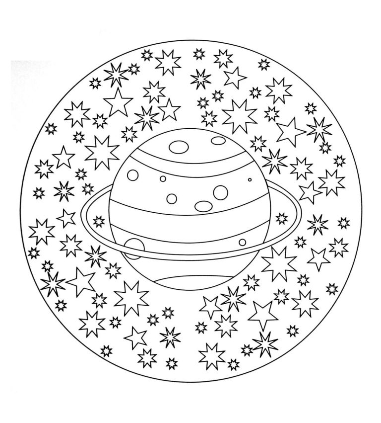 Solar System Space Mandala Coloring Pages