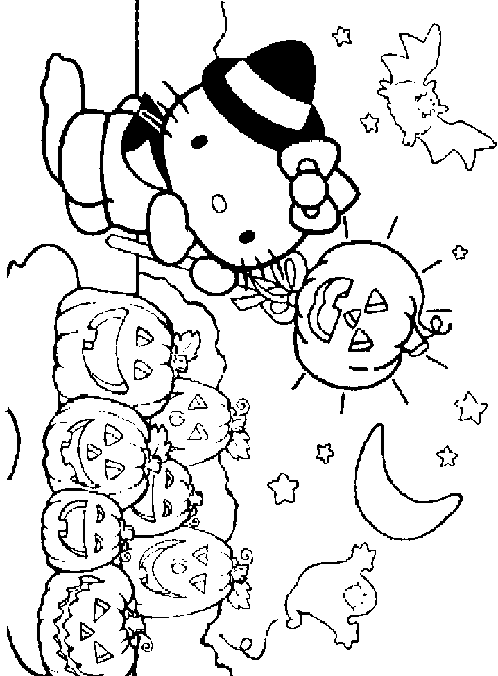 Easy Hello Kitty Halloween Coloring Pages