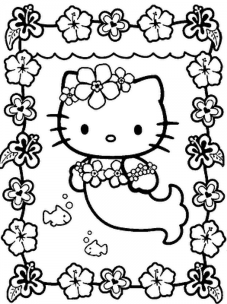 Mermaid Hello Kitty Coloring Pages Printable