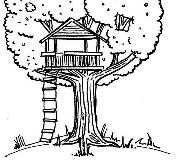 Easy Tree House Coloring Pages
