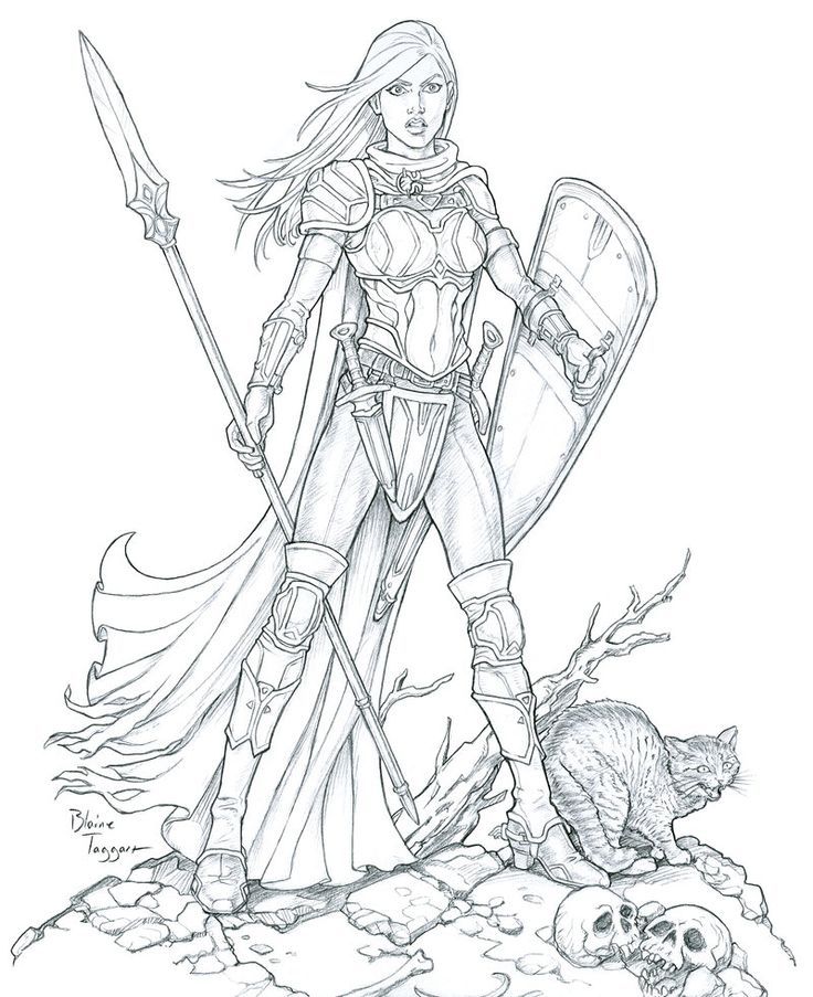 Female Warrior Elf Warrior Coloring Pages