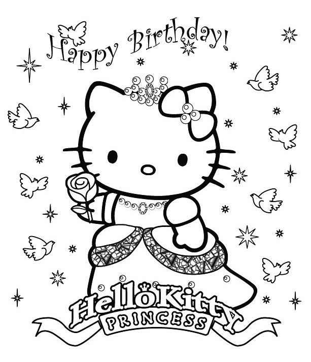 Printable Hello Kitty Birthday Coloring Pages