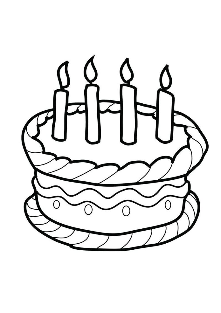 Birthday Easy Cake Coloring Pages