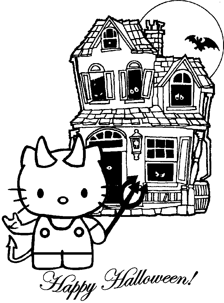 Hello Kitty Halloween Coloring Pages Free