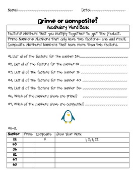 Prime And Composite Numbers Worksheet With Answers Pdf