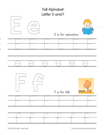 Kindergarten Letter E And F Worksheets