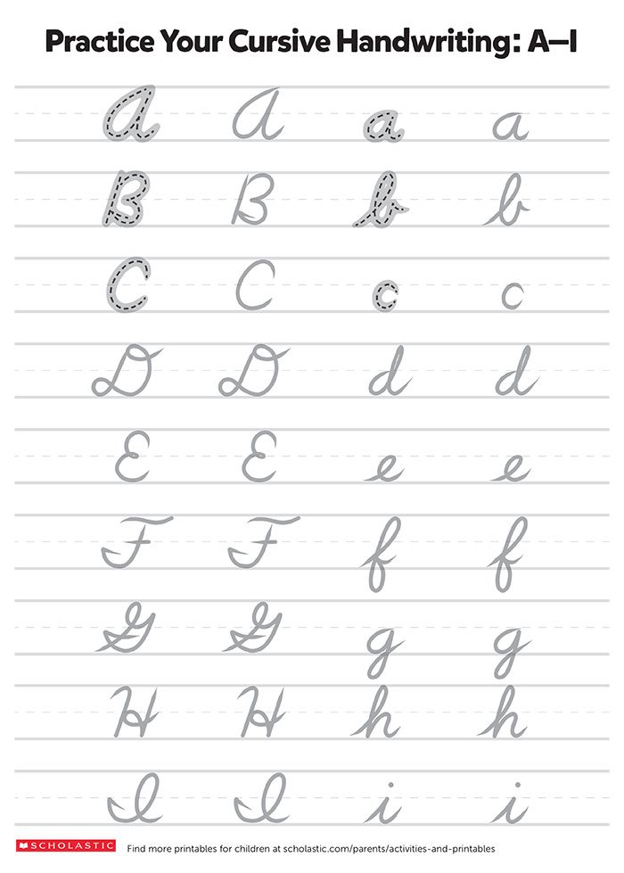 Printable Practice Cursive Writing Alphabet