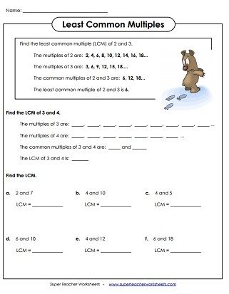 5th Grade Common Multiples Worksheet