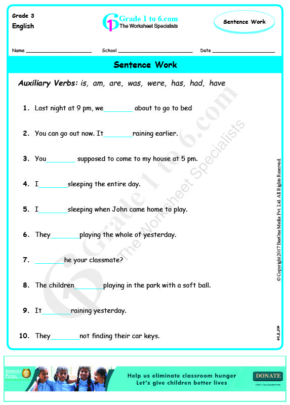 Homework English Worksheet For Class 3 Cbse
