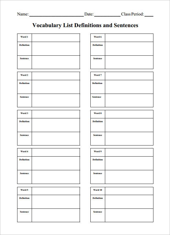 Free Printable Vocabulary Worksheets 8th Grade