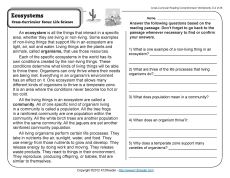 4th Grade Types Of Ecosystem Worksheet
