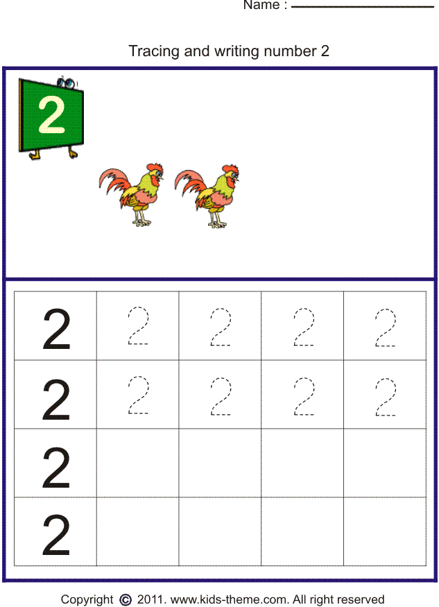 Tracing Number 2 Worksheets For Preschool