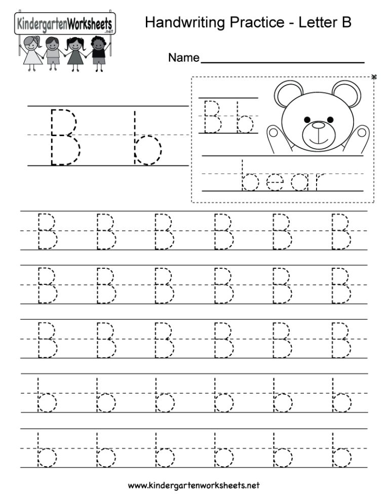 Free Printable Handwriting Worksheets For Kindergarten Letter B