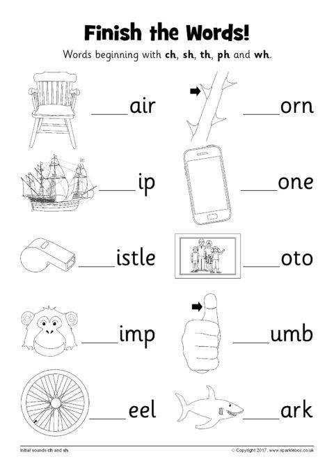 Sh And Ch Words Worksheets Pdf