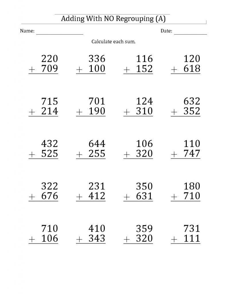 Printable 3rd Grade Math Worksheets Addition And Subtraction