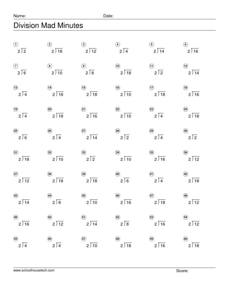 Worksheet Of Division For Class 4th