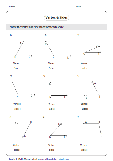 Geometry Naming Angles Worksheet Pdf
