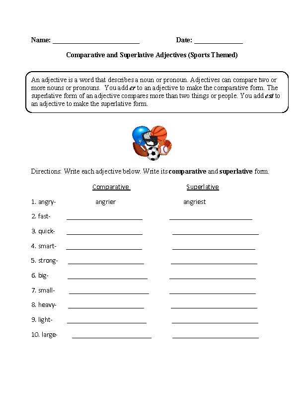 5th Grade Degrees Of Adjectives Worksheets For Grade 5