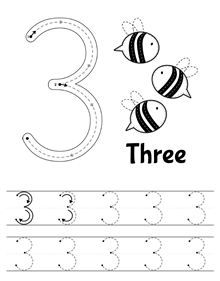 Free Number 3 Tracing Worksheets