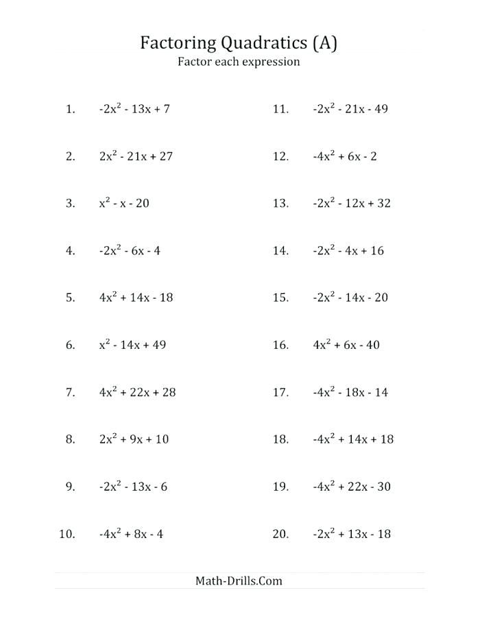 Algebra Grade 9 Math Worksheets With Answers