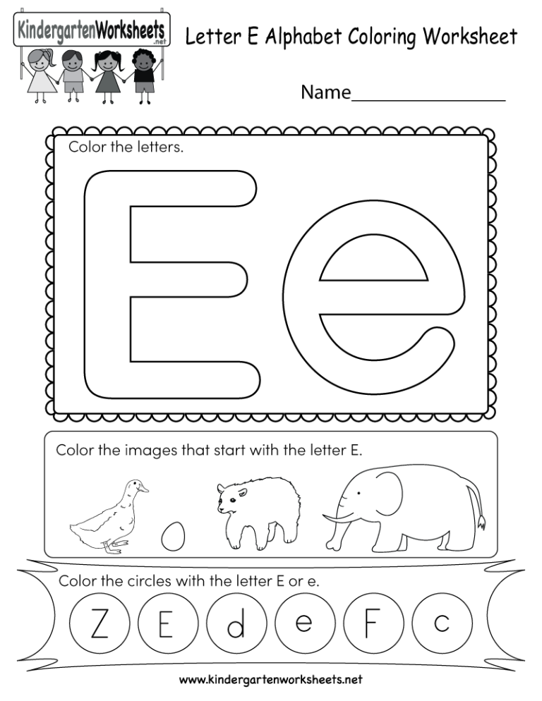 Kindergarten Letter E Worksheets Pdf