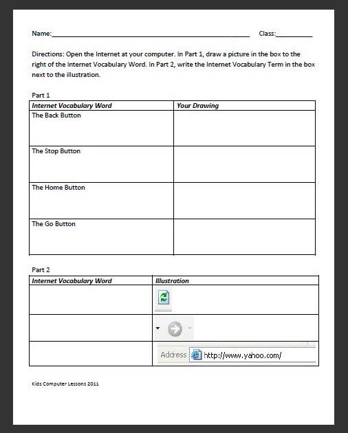 Printable Computer Worksheets For Grade 3