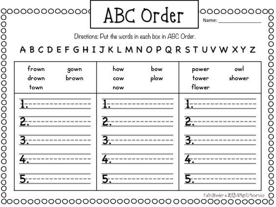 Alphabetical Order 1st Grade Writing Worksheets For Grade 1