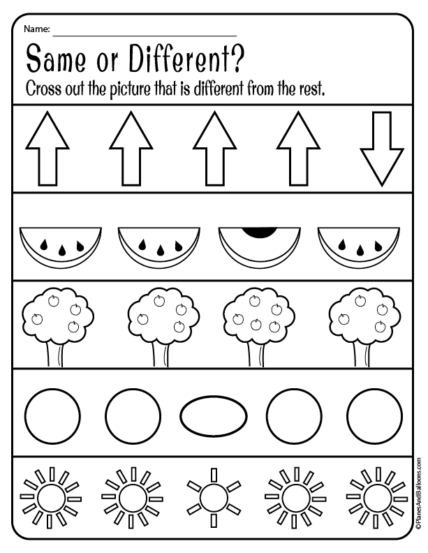 Same And Different Printable Worksheets For Preschool