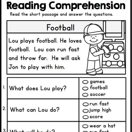 Reading Comprehension Free Printable 1st Grade Reading Worksheets